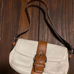 Vintage Coach SoHo white and brown leather purse